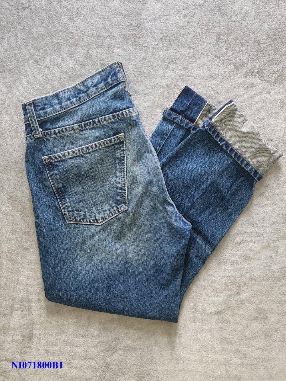 Current/Elliott The Selvedge Taper Cropped Ankle Jeans Denim Cuffed Hem sz 27